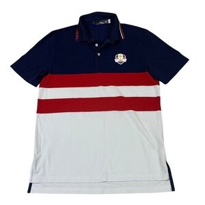 RLX Ralph Lauren 2023 Ryder Cup USA Polo Shirt Navy Blue Red White Mens Small